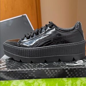 Puma Women's Black Patent Platform Sneakers